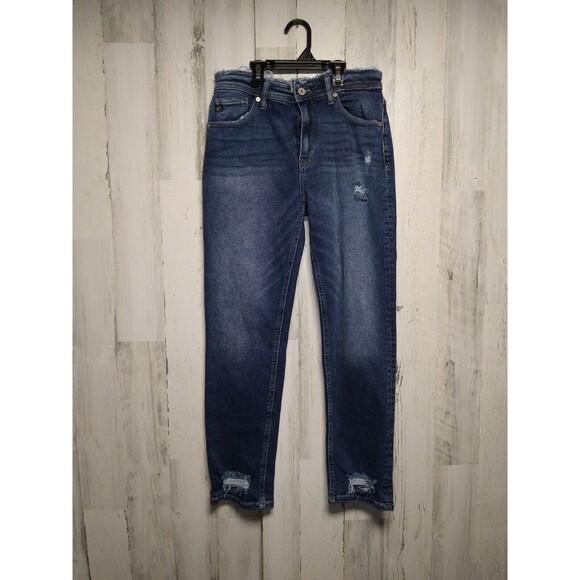 Kancan Jeans Womens 25 Blue Distressed High Rise Ankle Denim Medium Wash - Picture 1 of 10